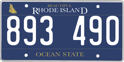 RI license plate 893490