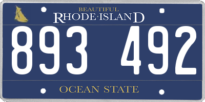 RI license plate 893492