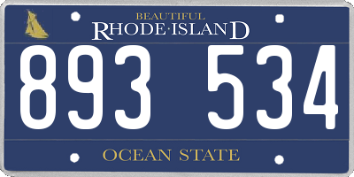 RI license plate 893534