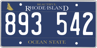 RI license plate 893542