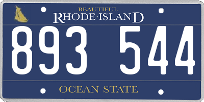 RI license plate 893544