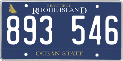 RI license plate 893546