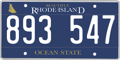 RI license plate 893547