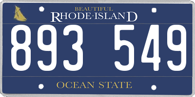 RI license plate 893549
