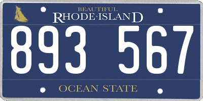 RI license plate 893567