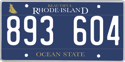 RI license plate 893604