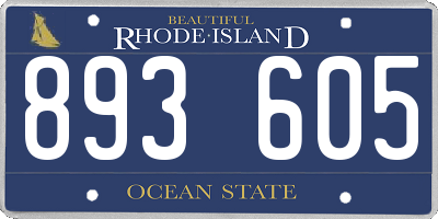 RI license plate 893605