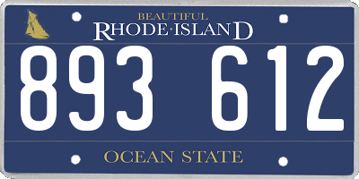 RI license plate 893612