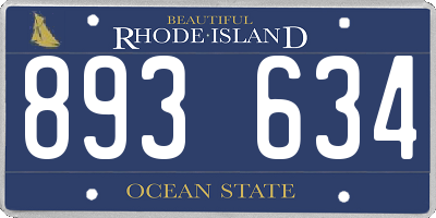 RI license plate 893634