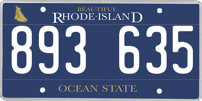 RI license plate 893635