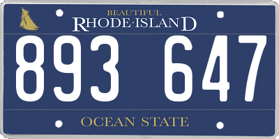 RI license plate 893647