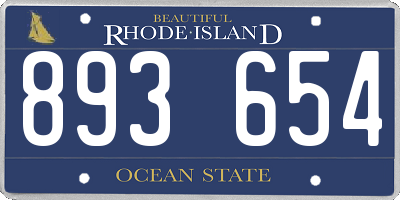RI license plate 893654