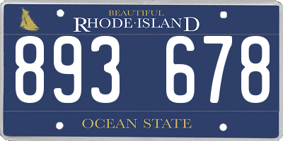 RI license plate 893678