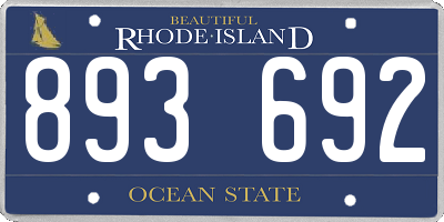 RI license plate 893692
