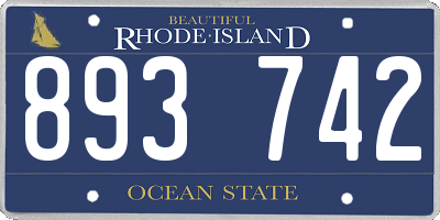 RI license plate 893742