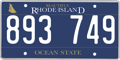 RI license plate 893749