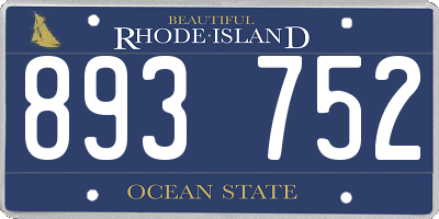 RI license plate 893752
