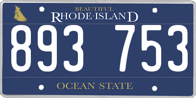RI license plate 893753