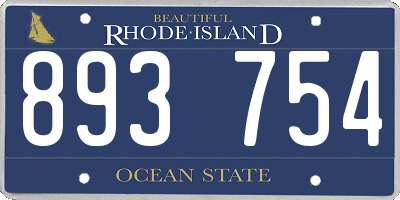 RI license plate 893754