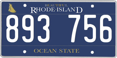 RI license plate 893756