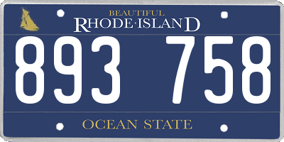 RI license plate 893758
