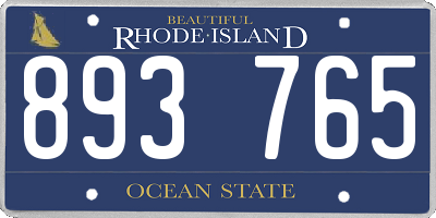 RI license plate 893765