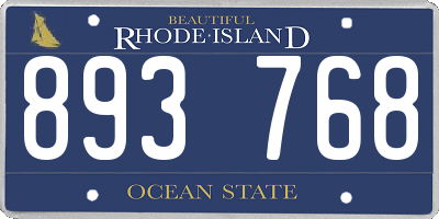 RI license plate 893768