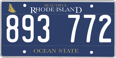 RI license plate 893772