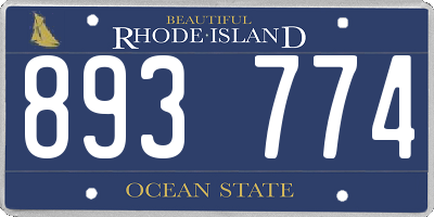 RI license plate 893774