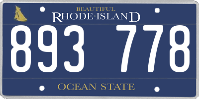 RI license plate 893778