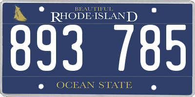 RI license plate 893785