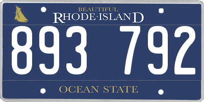 RI license plate 893792