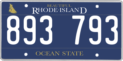 RI license plate 893793