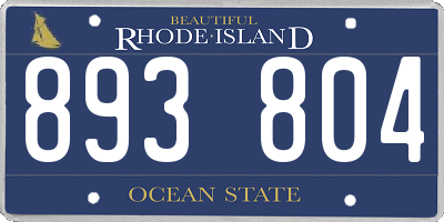 RI license plate 893804
