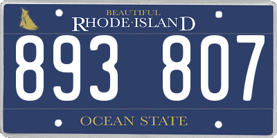 RI license plate 893807