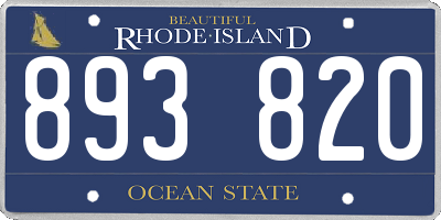 RI license plate 893820