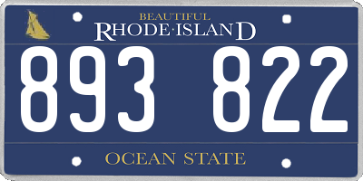 RI license plate 893822