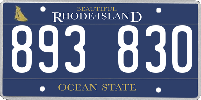 RI license plate 893830
