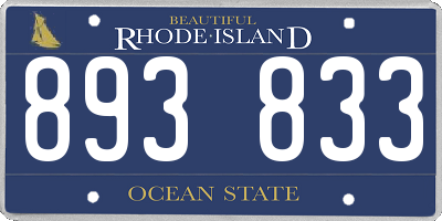 RI license plate 893833