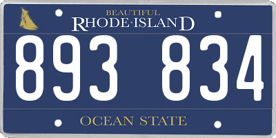 RI license plate 893834