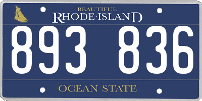 RI license plate 893836