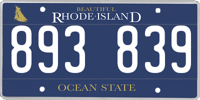 RI license plate 893839