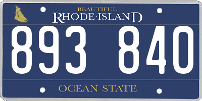 RI license plate 893840