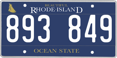 RI license plate 893849