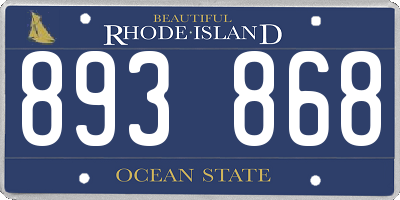 RI license plate 893868