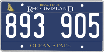 RI license plate 893905