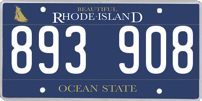 RI license plate 893908