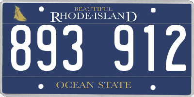 RI license plate 893912