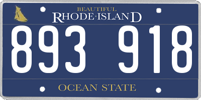 RI license plate 893918