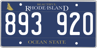 RI license plate 893920